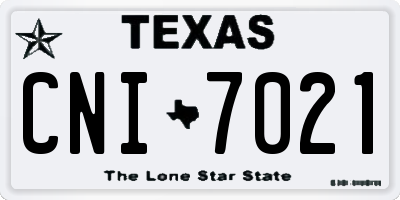 TX license plate CNI7021