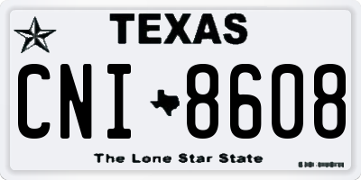 TX license plate CNI8608