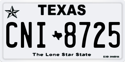 TX license plate CNI8725