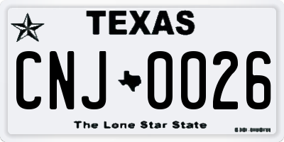 TX license plate CNJ0026