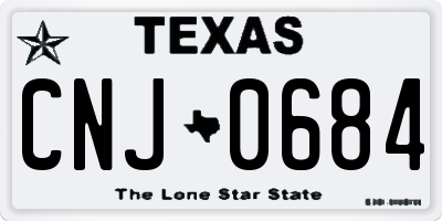 TX license plate CNJ0684