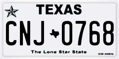 TX license plate CNJ0768
