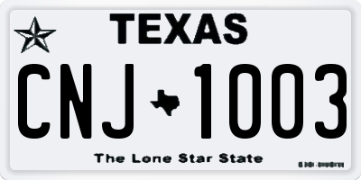 TX license plate CNJ1003