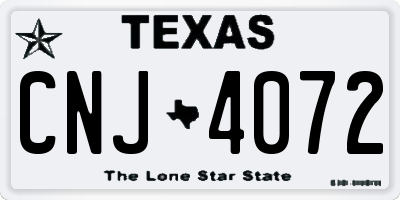 TX license plate CNJ4072