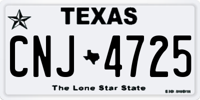 TX license plate CNJ4725