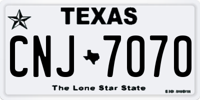 TX license plate CNJ7070