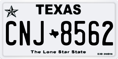 TX license plate CNJ8562