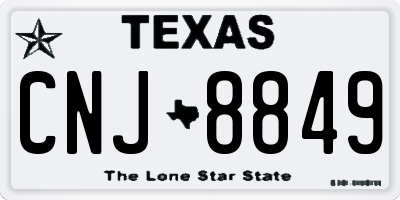 TX license plate CNJ8849