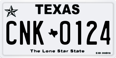 TX license plate CNK0124