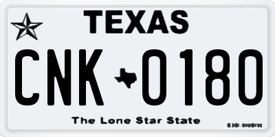 TX license plate CNK0180