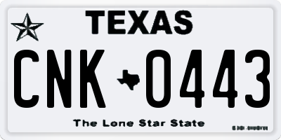 TX license plate CNK0443
