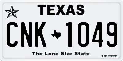 TX license plate CNK1049