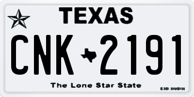 TX license plate CNK2191