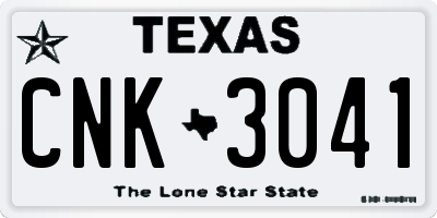 TX license plate CNK3041