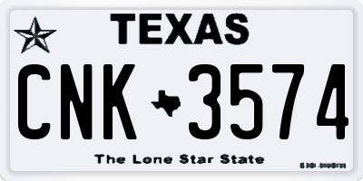 TX license plate CNK3574