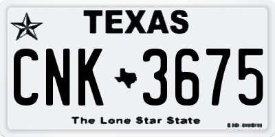 TX license plate CNK3675