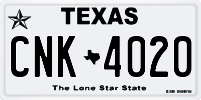 TX license plate CNK4020