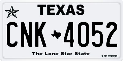 TX license plate CNK4052