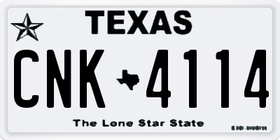 TX license plate CNK4114