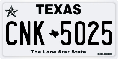 TX license plate CNK5025