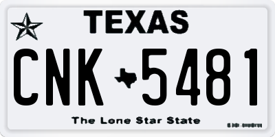 TX license plate CNK5481