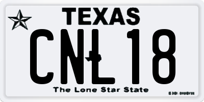 TX license plate CNL18