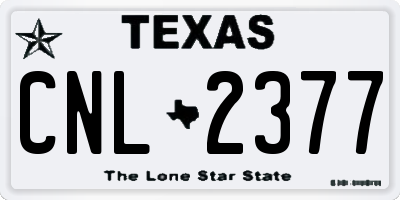 TX license plate CNL2377
