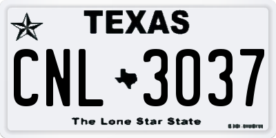 TX license plate CNL3037