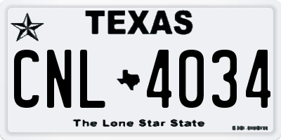 TX license plate CNL4034