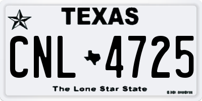 TX license plate CNL4725