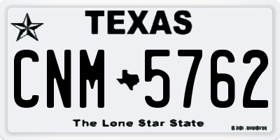 TX license plate CNM5762