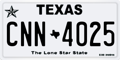 TX license plate CNN4025