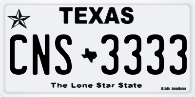 TX license plate CNS3333