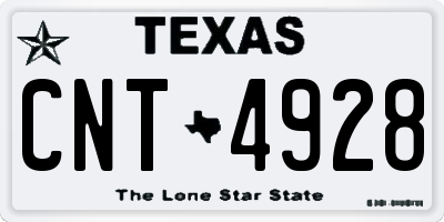 TX license plate CNT4928