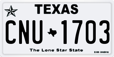 TX license plate CNU1703