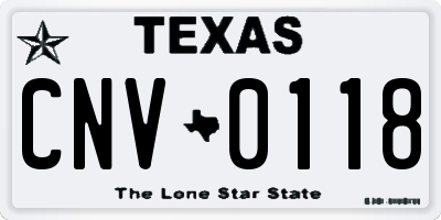 TX license plate CNV0118