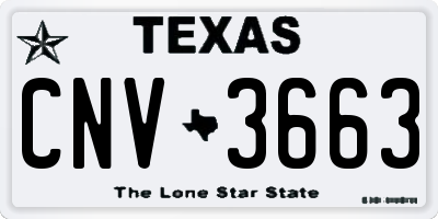 TX license plate CNV3663
