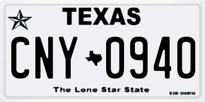 TX license plate CNY0940