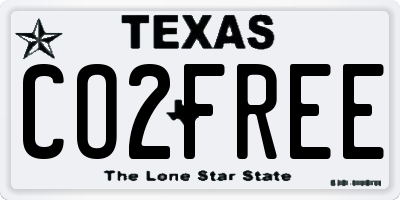 TX license plate CO2FREE