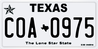 TX license plate COA0975
