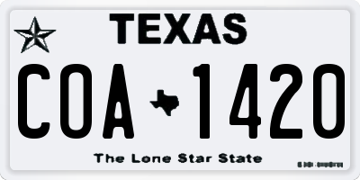 TX license plate COA1420