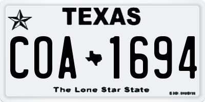 TX license plate COA1694