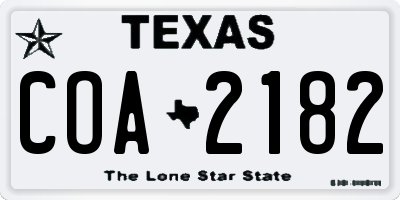 TX license plate COA2182