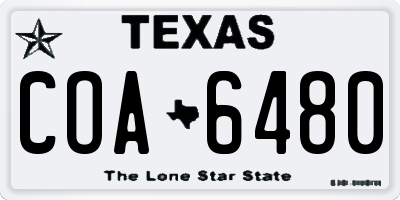 TX license plate COA6480