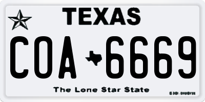 TX license plate COA6669
