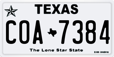 TX license plate COA7384