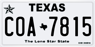 TX license plate COA7815