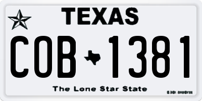 TX license plate COB1381