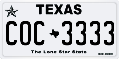 TX license plate COC3333
