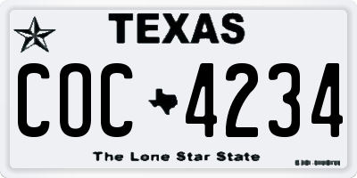 TX license plate COC4234